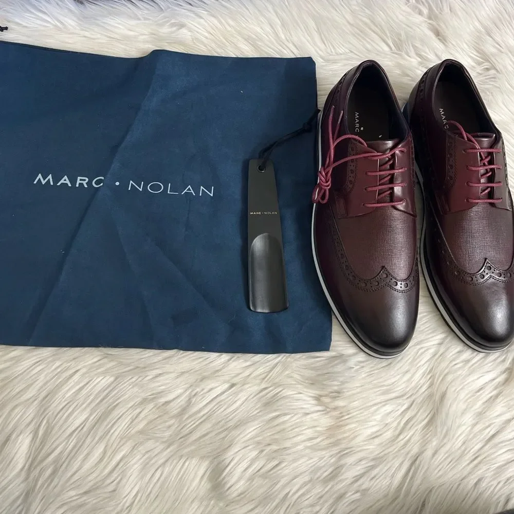 Marc Nolan Gavin Burgundy Wingtip Leather sneakers dress shoes size 7